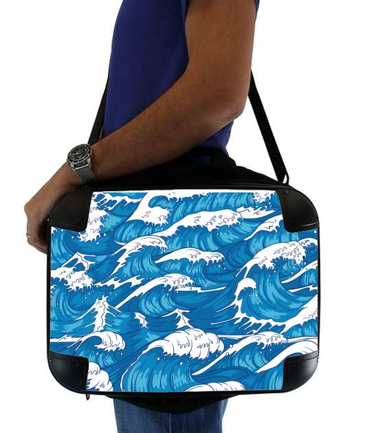 Sacoche Ordinateur 15" pour Storm waves seamless pattern ocean