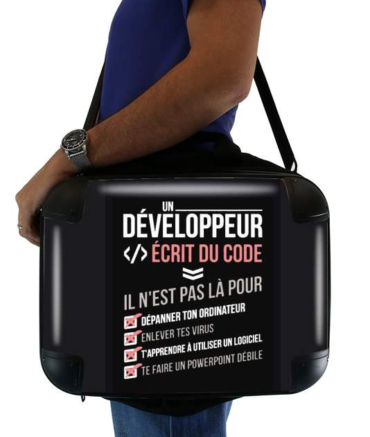 Sacoche Ordinateur 15" pour Un développeur écrit du code Stop