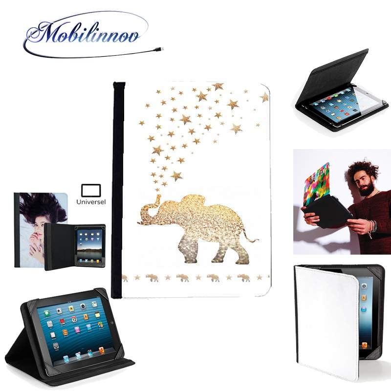 Étui Universel Tablette pour Gatsby Gold Glitter Elephant