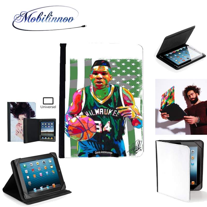 Étui Universel Tablette pour Giannis Antetokounmpo grec Freak Bucks basket-ball