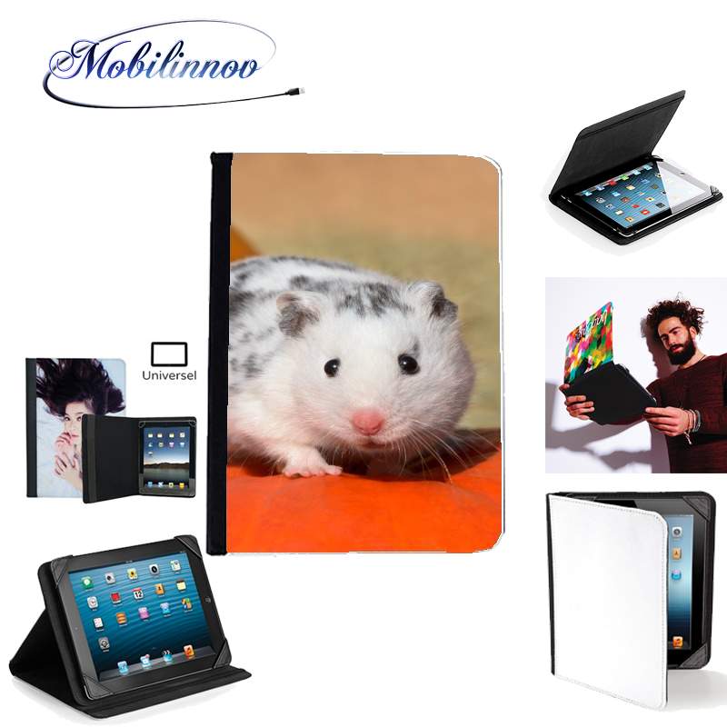 Étui Universel Tablette pour Hamster dalmatien blanc tacheté de noir