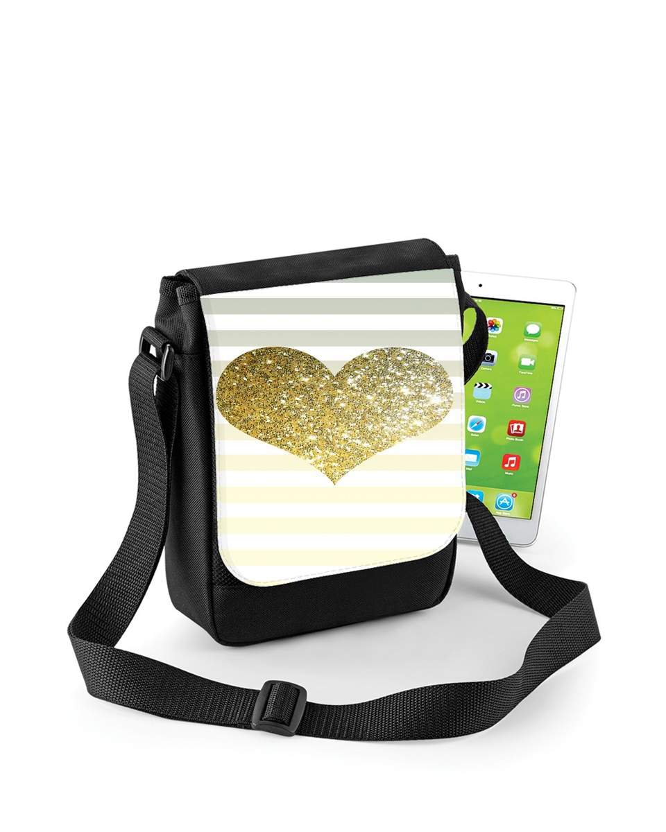 Mini Sac - Pochette unisexe pour Sunny Gold Glitter Heart