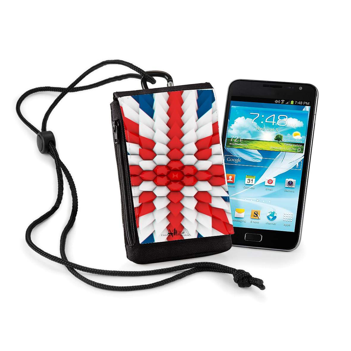 Pochette de téléphone - Taille XL pour 3D Poly Union Jack London flag
