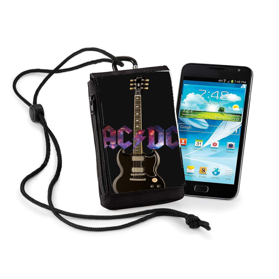 Pochette de téléphone - Taille XL pour AcDc Guitare Gibson Angus