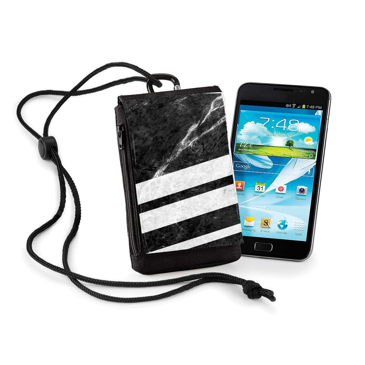 Pochette de téléphone - Taille XL pour Black Striped Marble