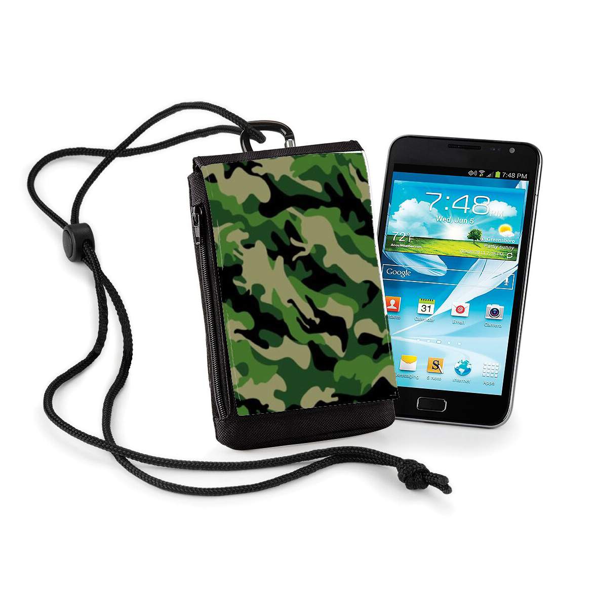 Pochette de téléphone - Taille XL pour Camouflage Militaire Vert