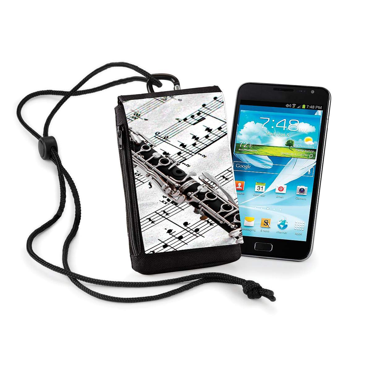 Pochette de téléphone - Taille XL pour Clarinette Musical Notes