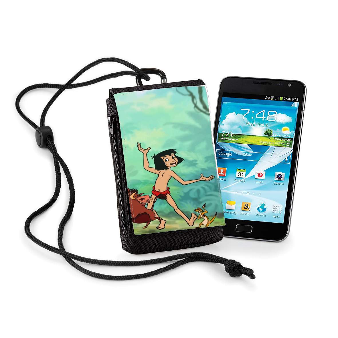 Pochette de téléphone - Taille XL pour Disney Hangover Mowgli Timon and Pumbaa 