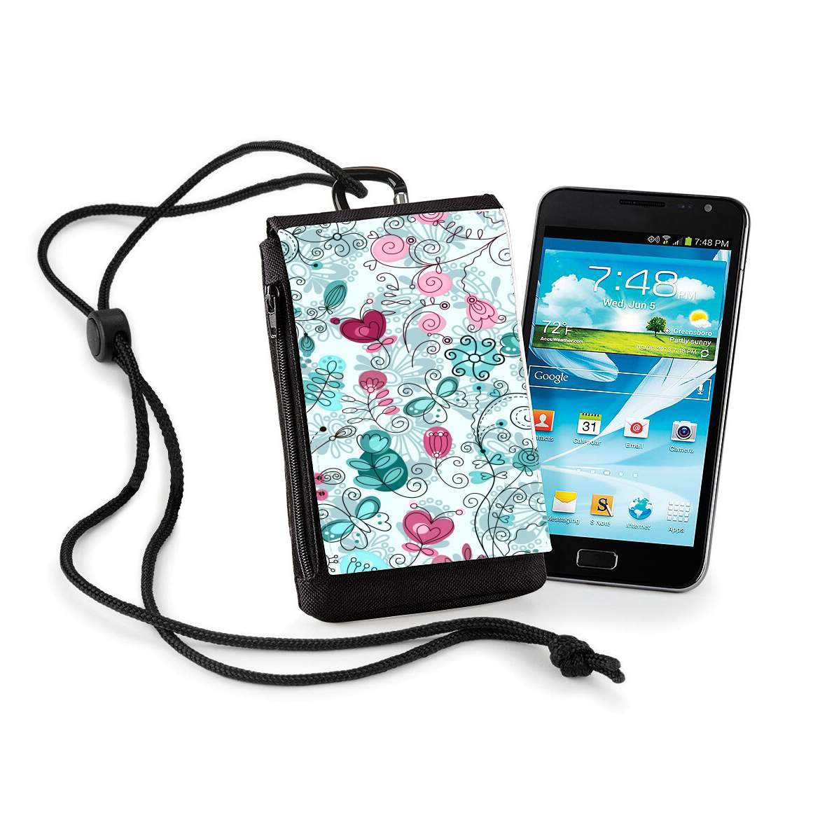 Pochette de téléphone - Taille XL pour doodle flowers and butterflies
