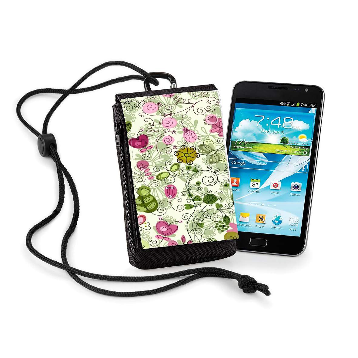 Pochette de téléphone - Taille XL pour doodle flowers