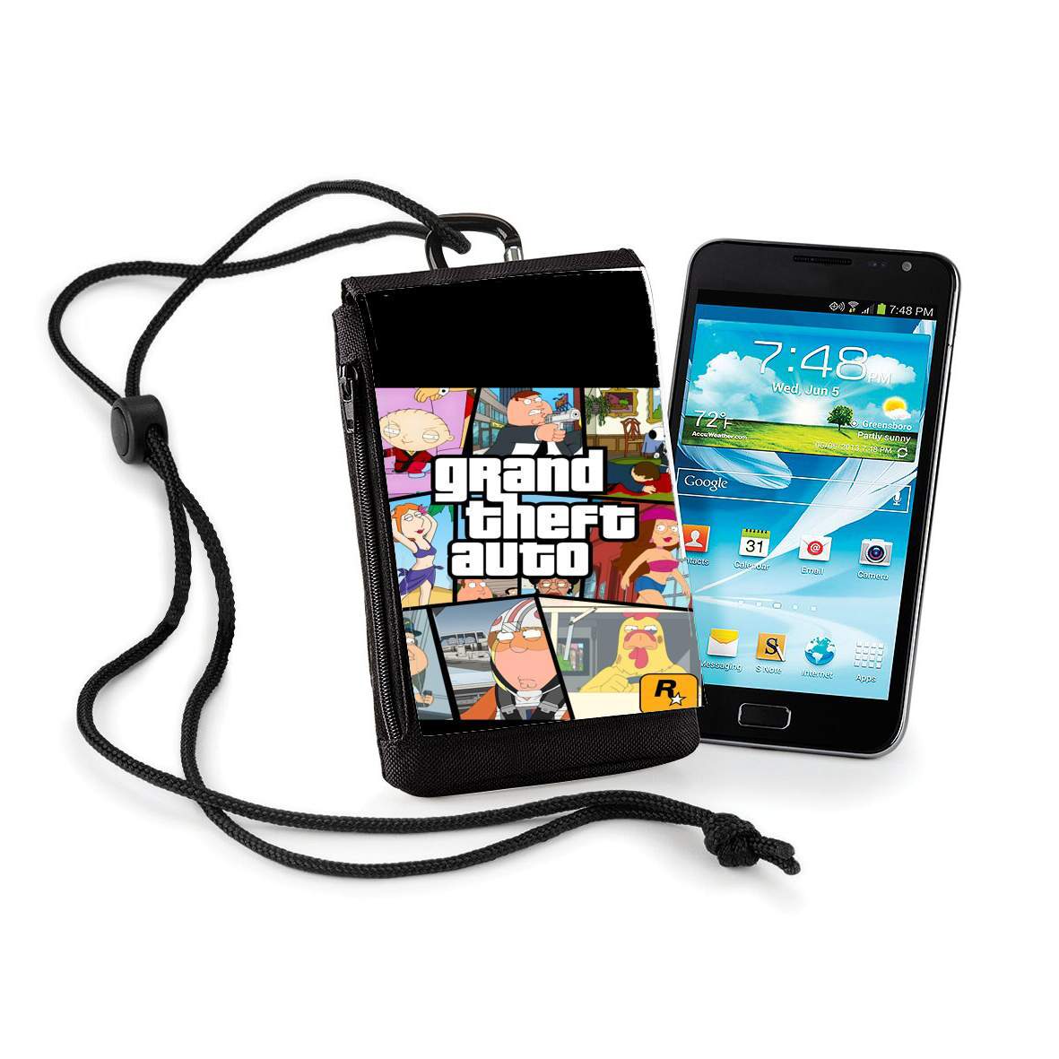 Pochette de téléphone - Taille XL pour Family Guy mashup GTA
