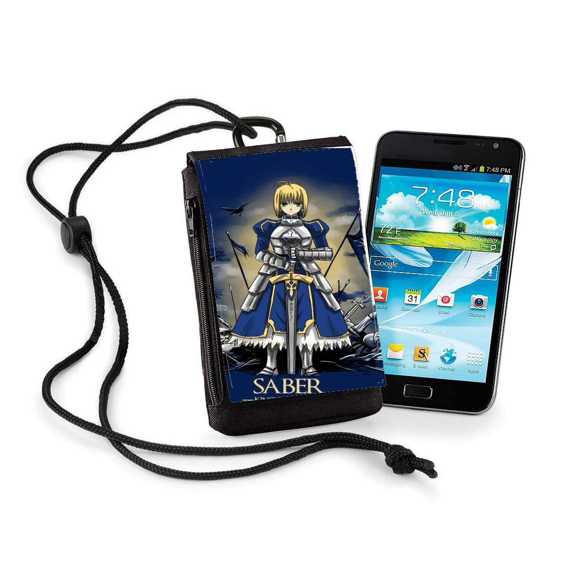 Pochette de téléphone - Taille XL pour Fate Zero Fate stay Night Saber King Of Knights