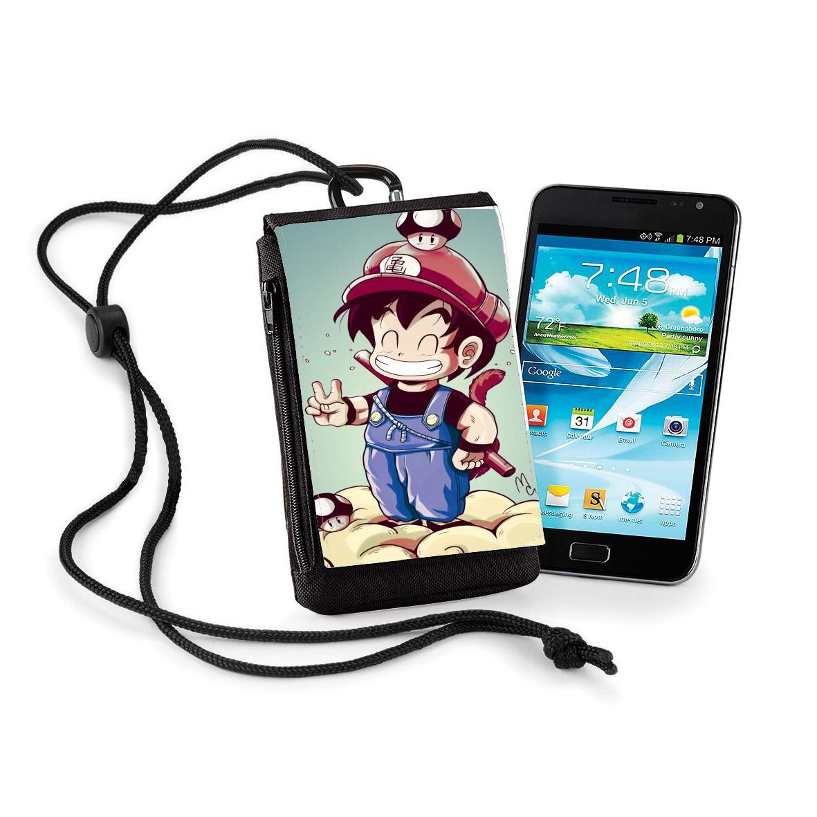 Pochette de téléphone - Taille XL pour Goku-mario Bleu