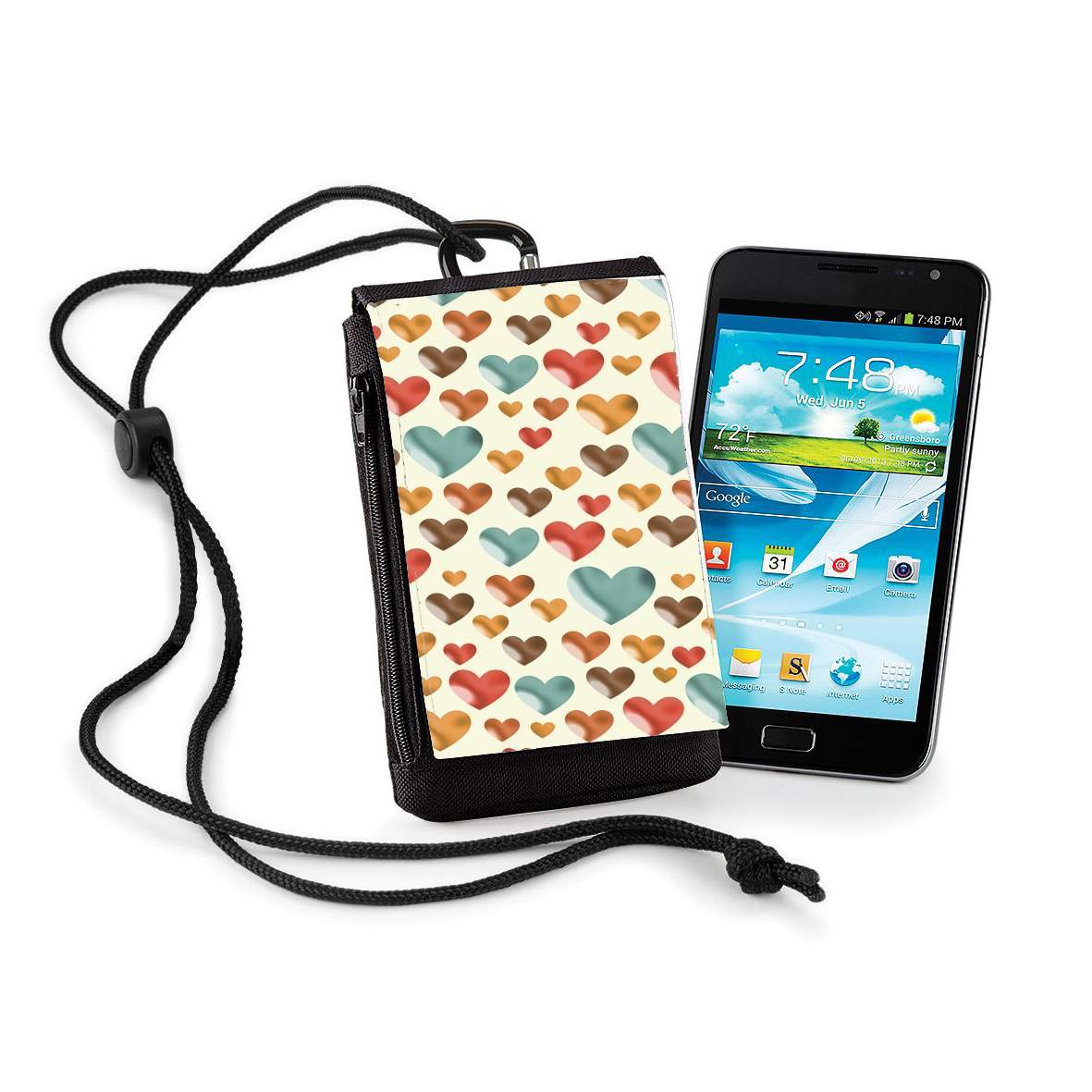Pochette de téléphone - Taille XL pour Mosaic de coeurs