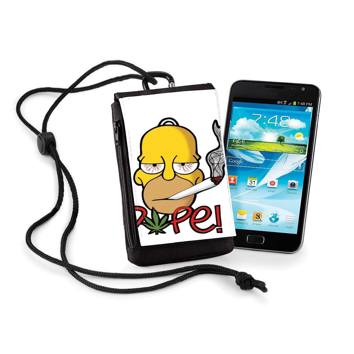 Pochette de téléphone - Taille XL pour Homer Dope Weed Smoking Cannabis