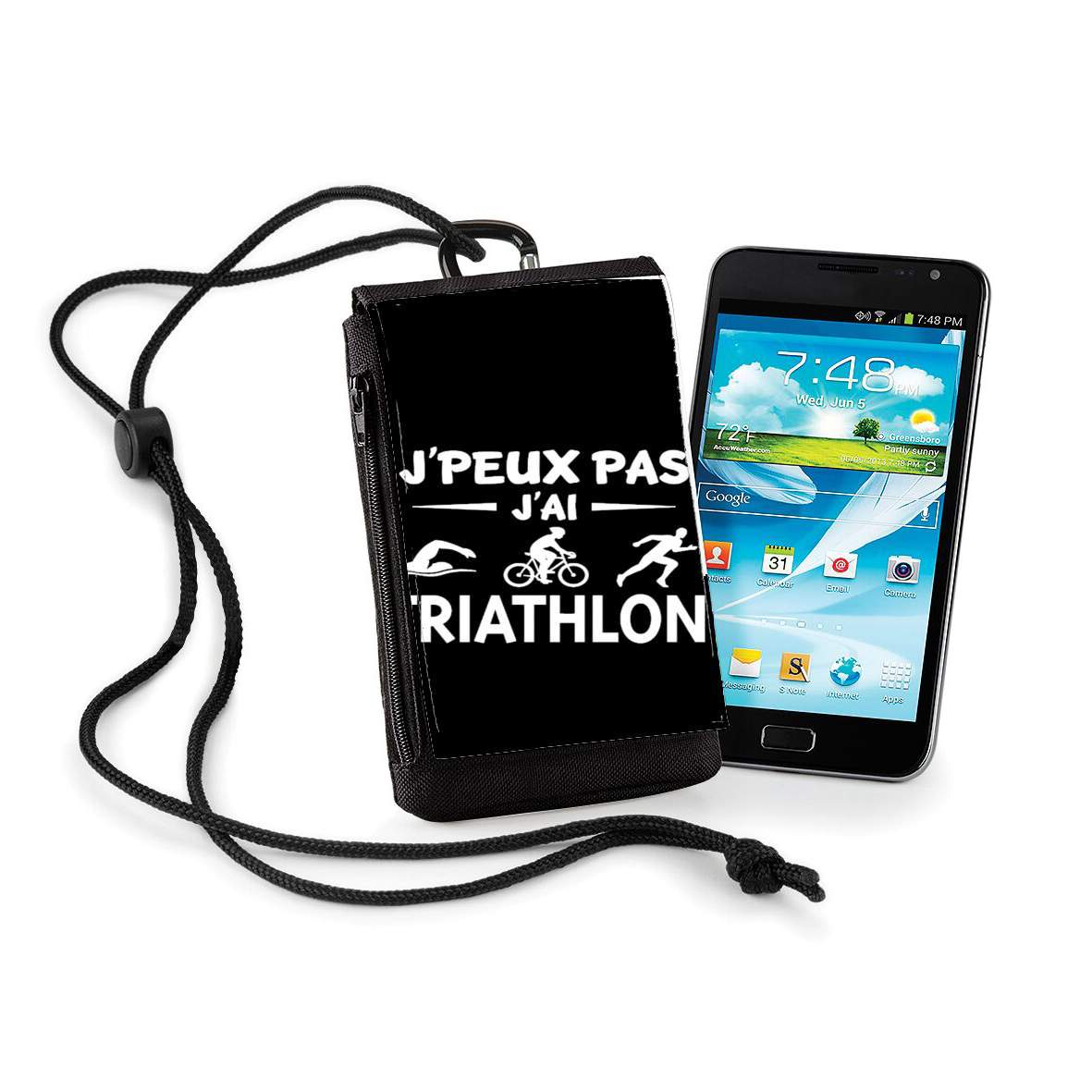 Pochette de téléphone - Taille XL pour Je peux pas j ai Triathlon