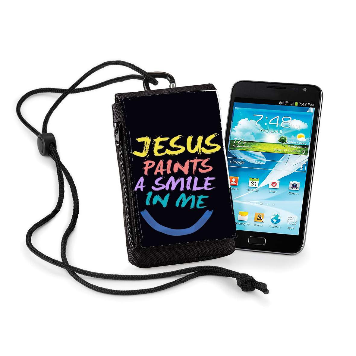Pochette de téléphone - Taille XL pour Jesus paints a smile in me Bible