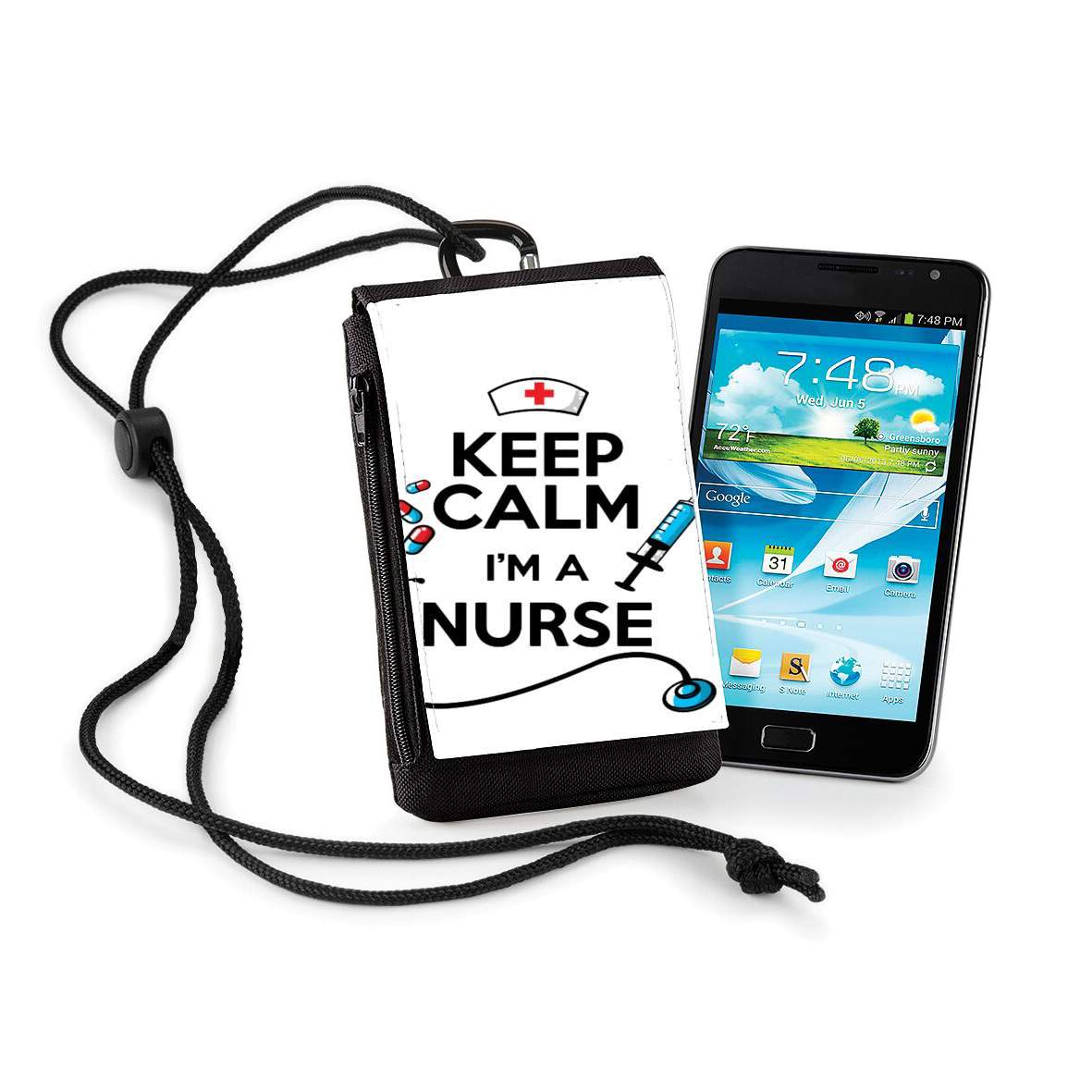 Pochette de téléphone - Taille XL pour Keep calm I am a nurse
