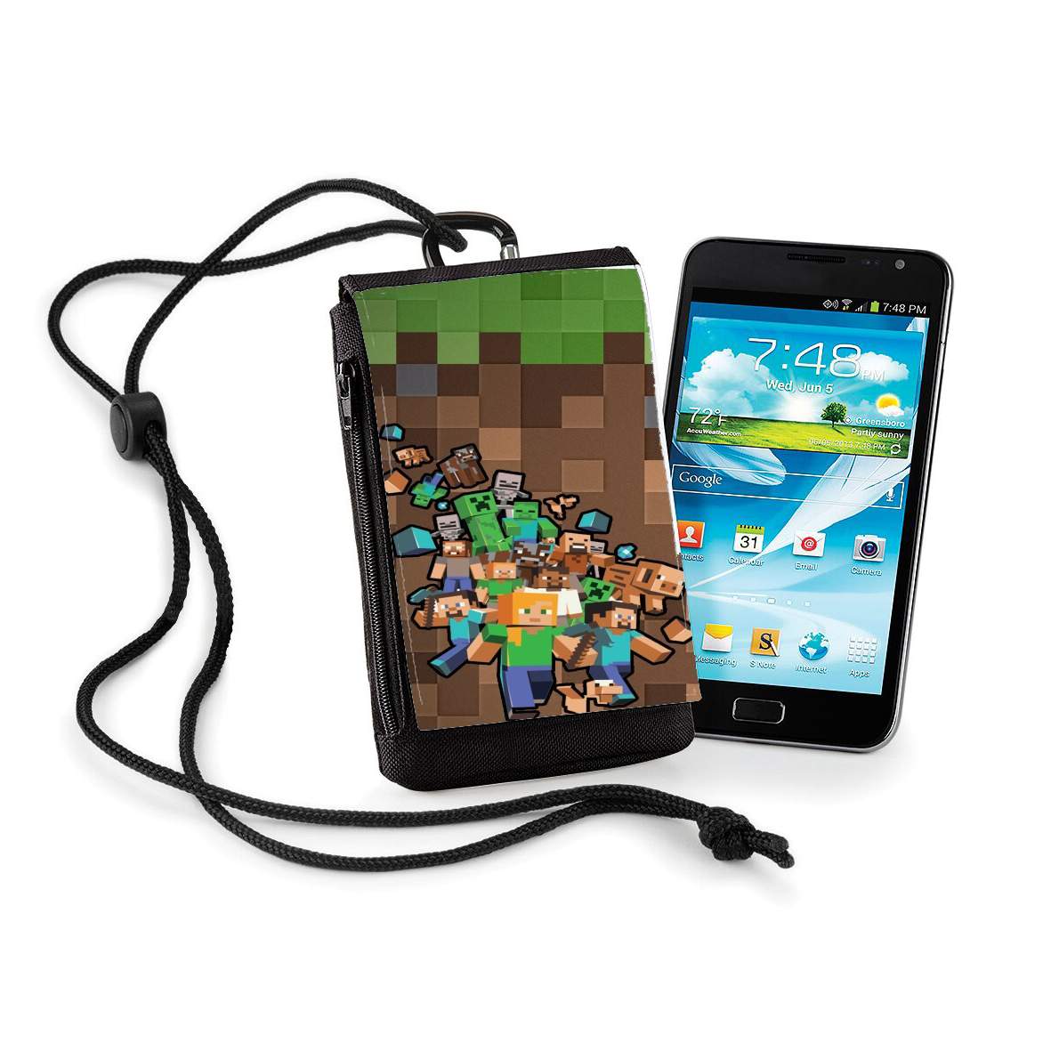 Pochette de téléphone - Taille XL pour Minecraft Creeper Forest