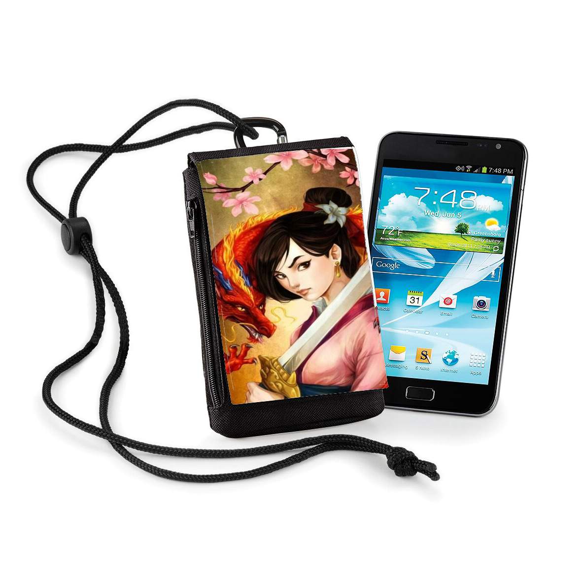 Pochette de téléphone - Taille XL pour Mulan Warrior Princess