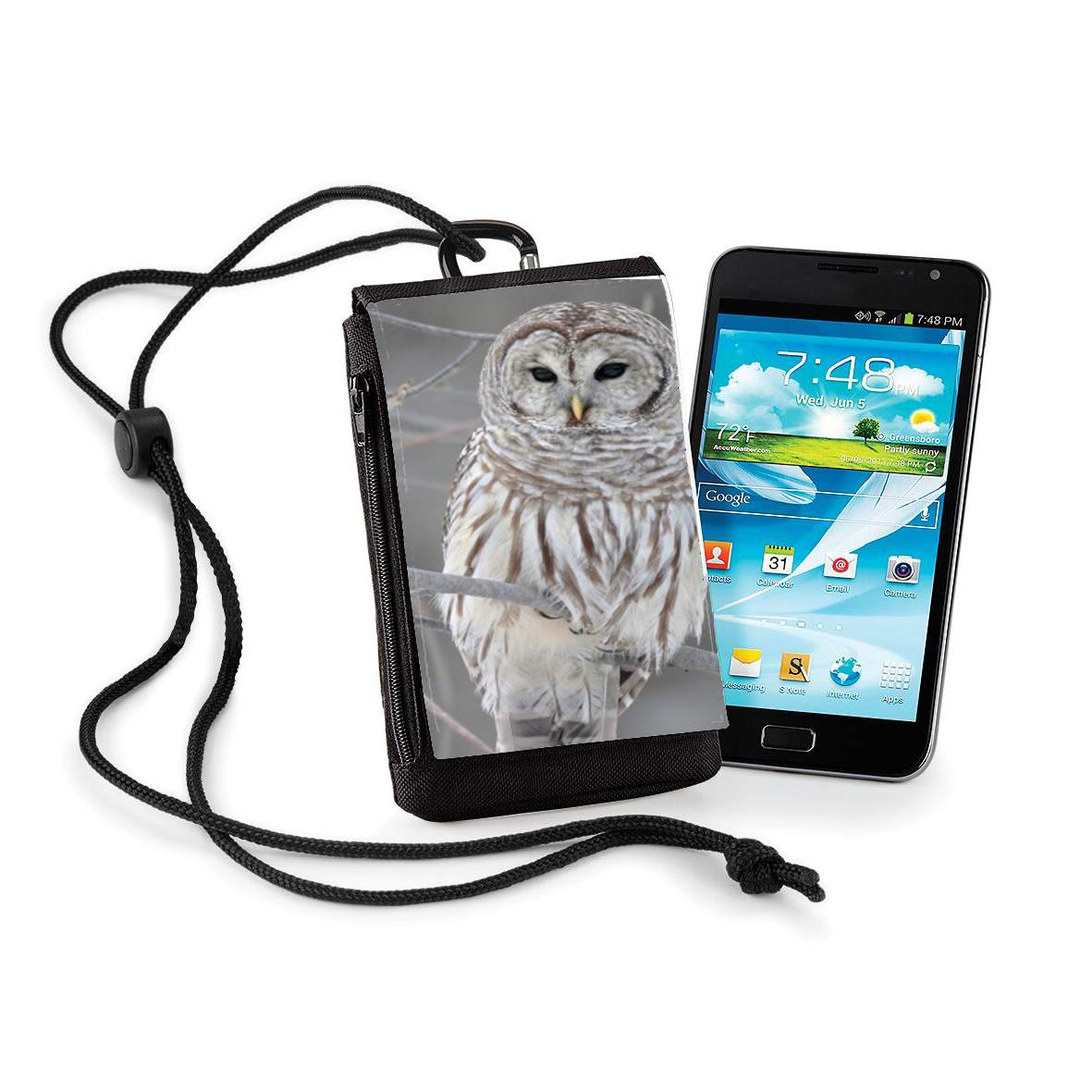 Pochette de téléphone - Taille XL pour owl bird on a branch