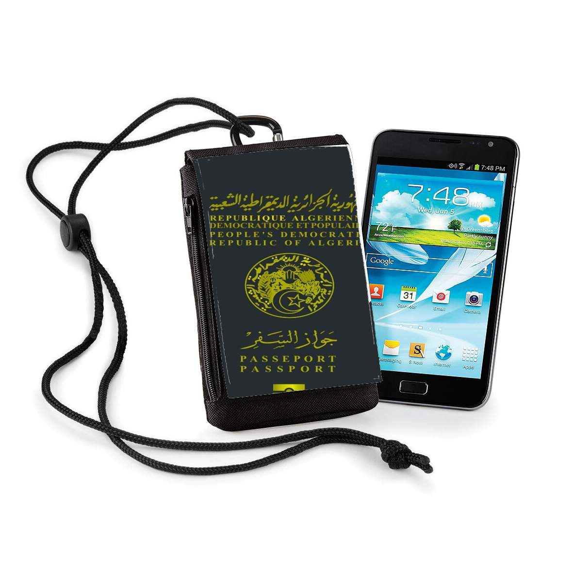 Pochette de téléphone - Taille XL pour Passeport Algérien