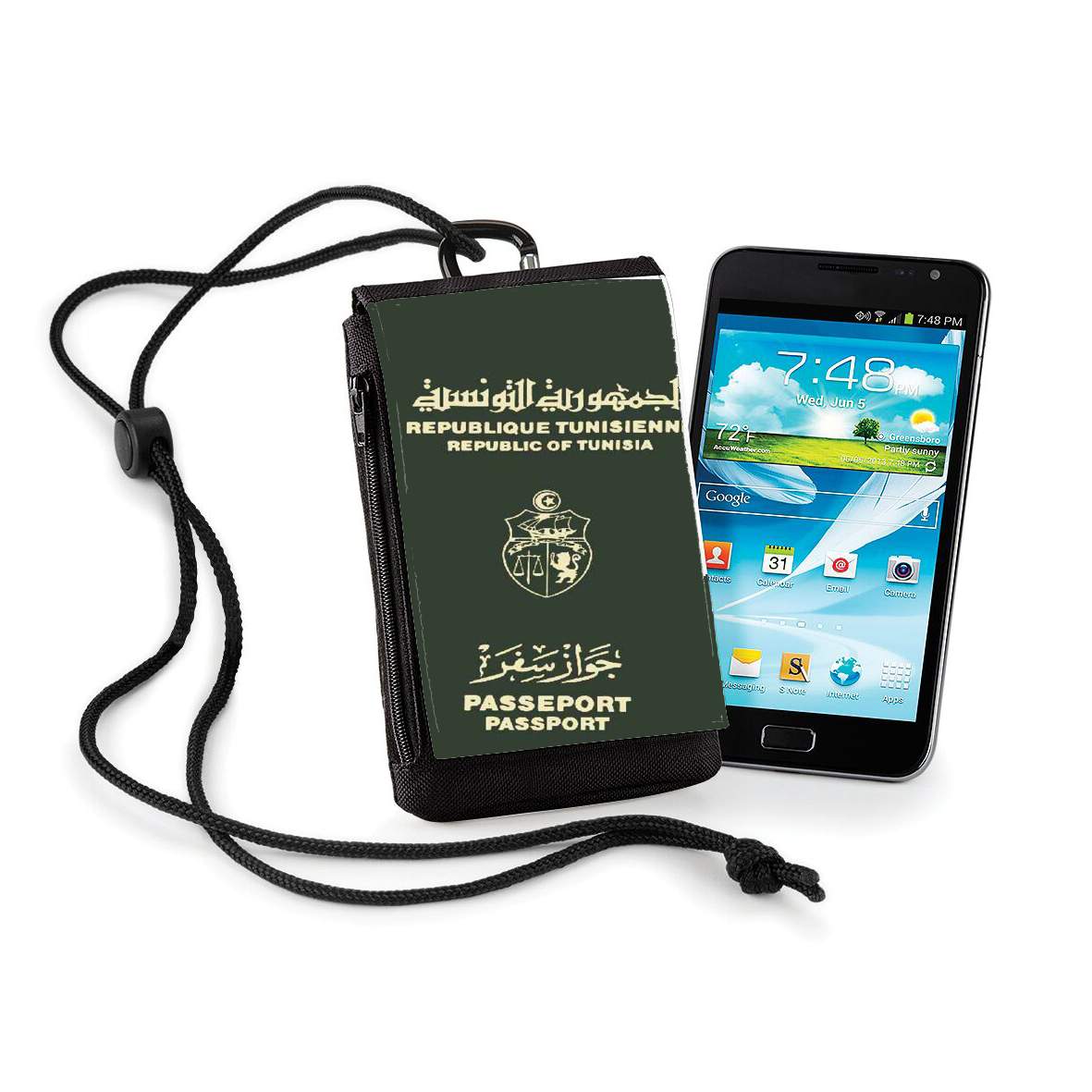 Pochette de téléphone - Taille XL pour Passeport tunisien