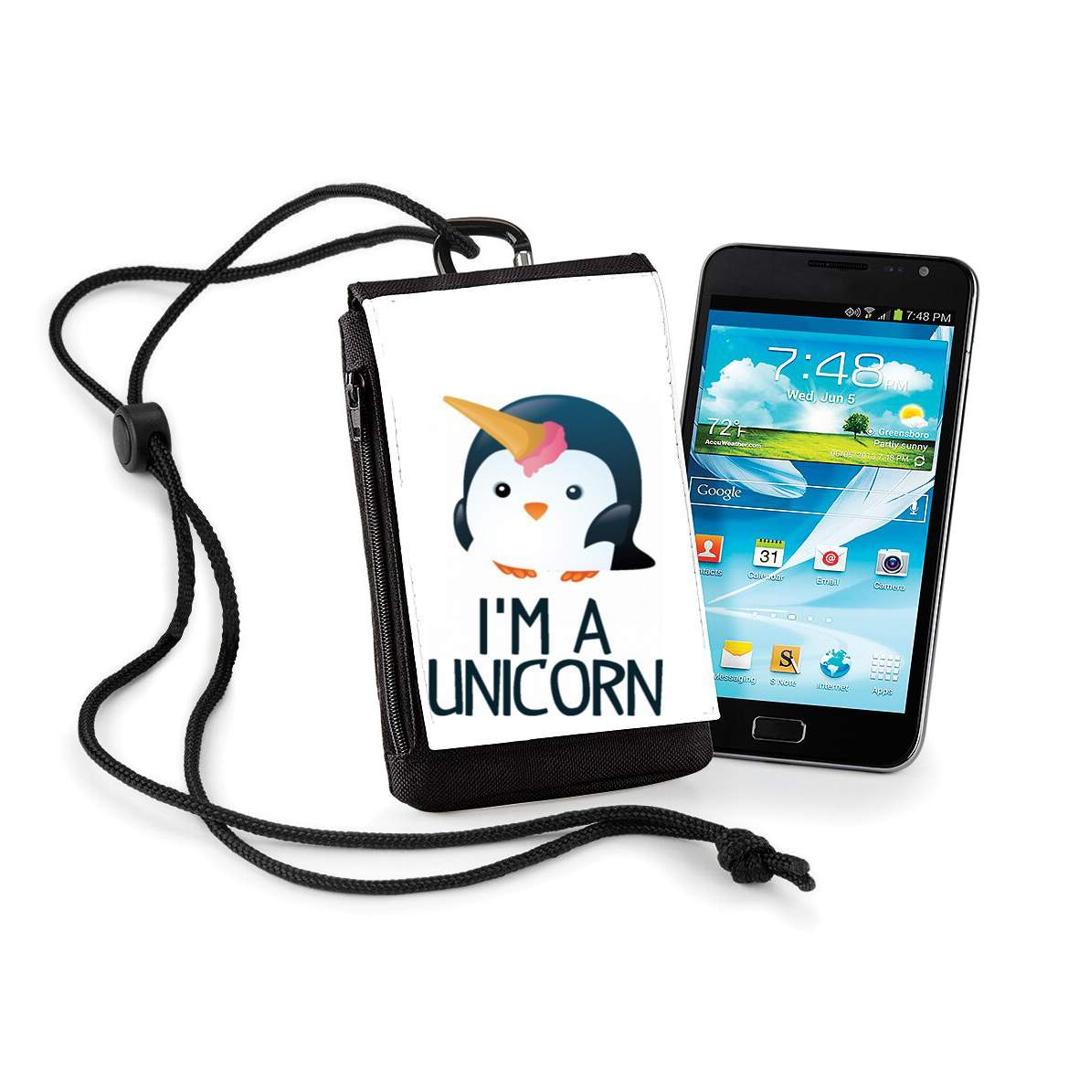 Pochette de téléphone - Taille XL pour Pingouin wants to be unicorn