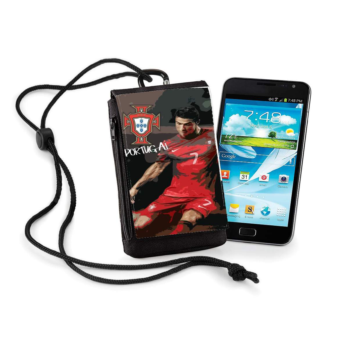Pochette de téléphone - Taille XL pour Portugal foot 2014