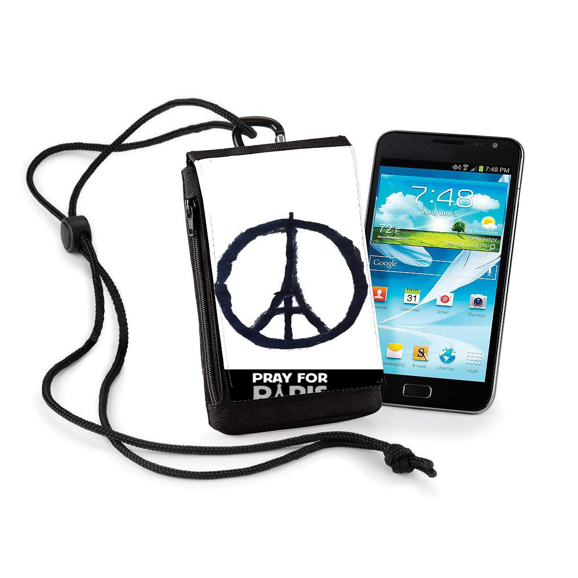 Pochette de téléphone - Taille XL pour Pray For Paris - Tour Eiffel