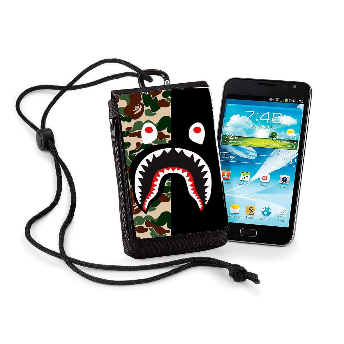 Pochette de téléphone - Taille XL pour Shark Bape Camo Military Bicolor