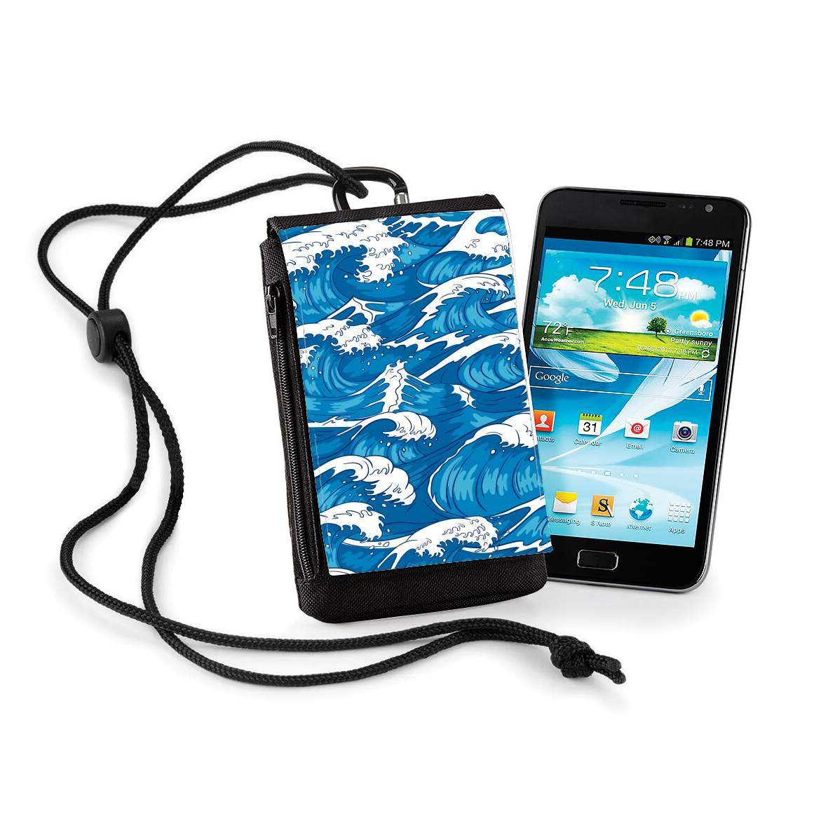 Pochette de téléphone - Taille XL pour Storm waves seamless pattern ocean