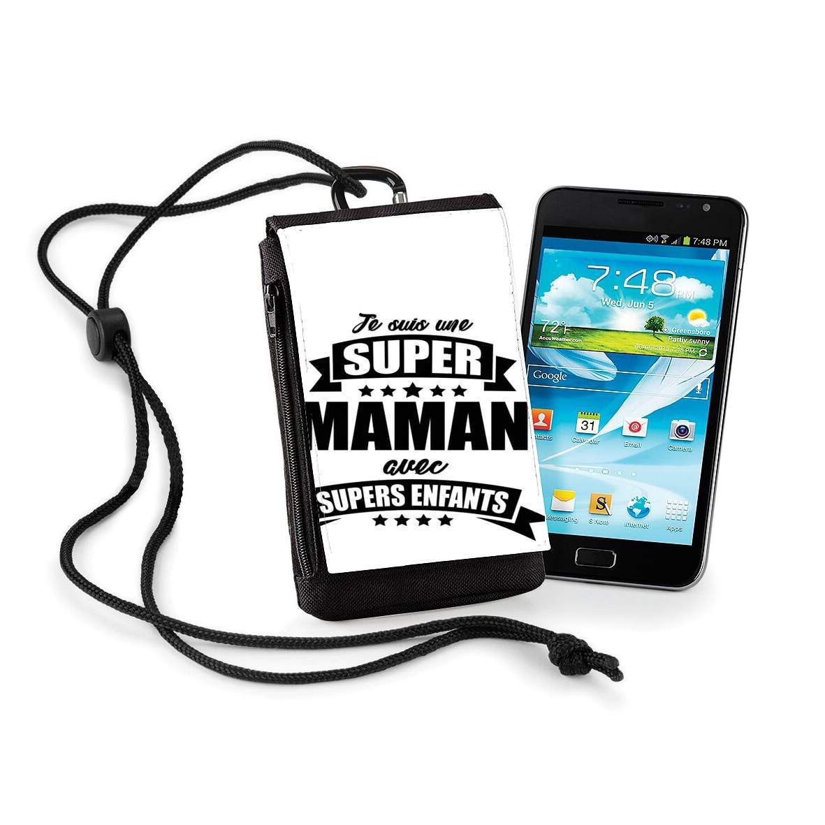 Pochette de téléphone - Taille XL pour Super maman avec super enfants