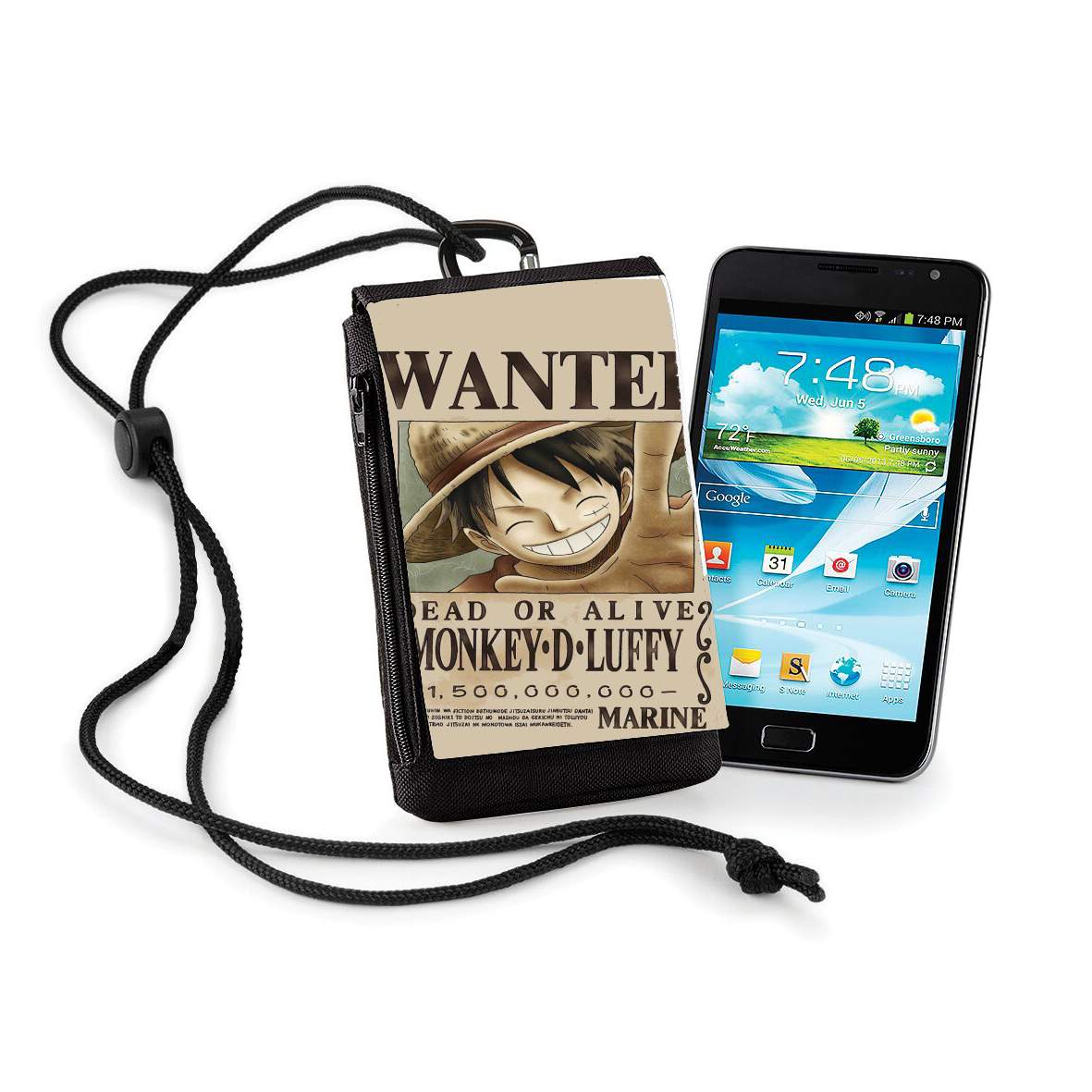 Pochette de téléphone - Taille XL pour Wanted Luffy Pirate