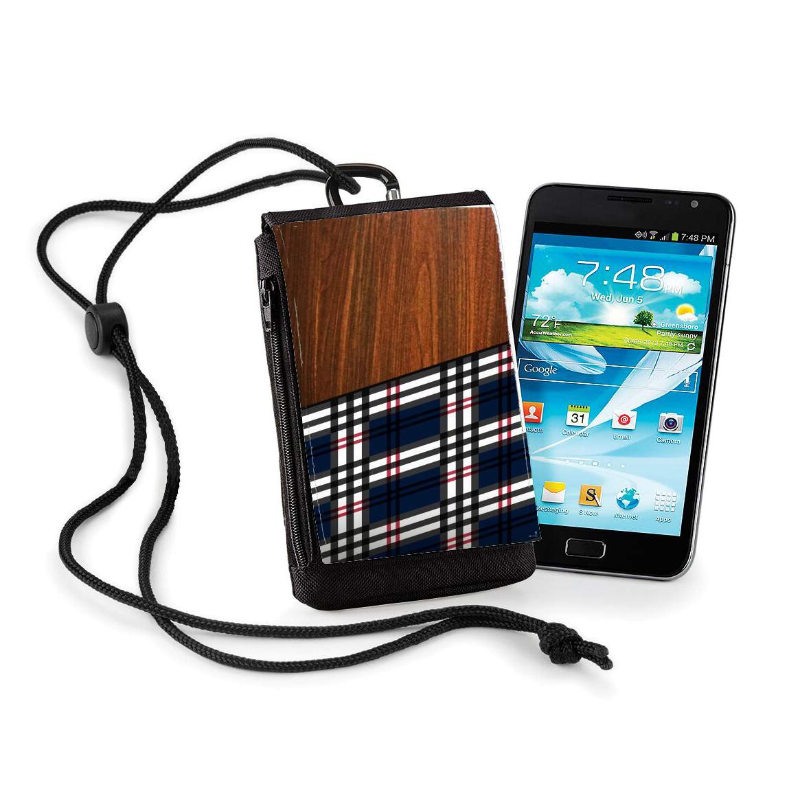 Pochette de téléphone - Taille XL pour Wooden Scottish Tartan