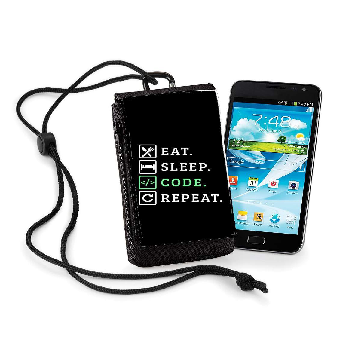 Pochette de téléphone - Taille normal pour Eat Sleep Code Repeat