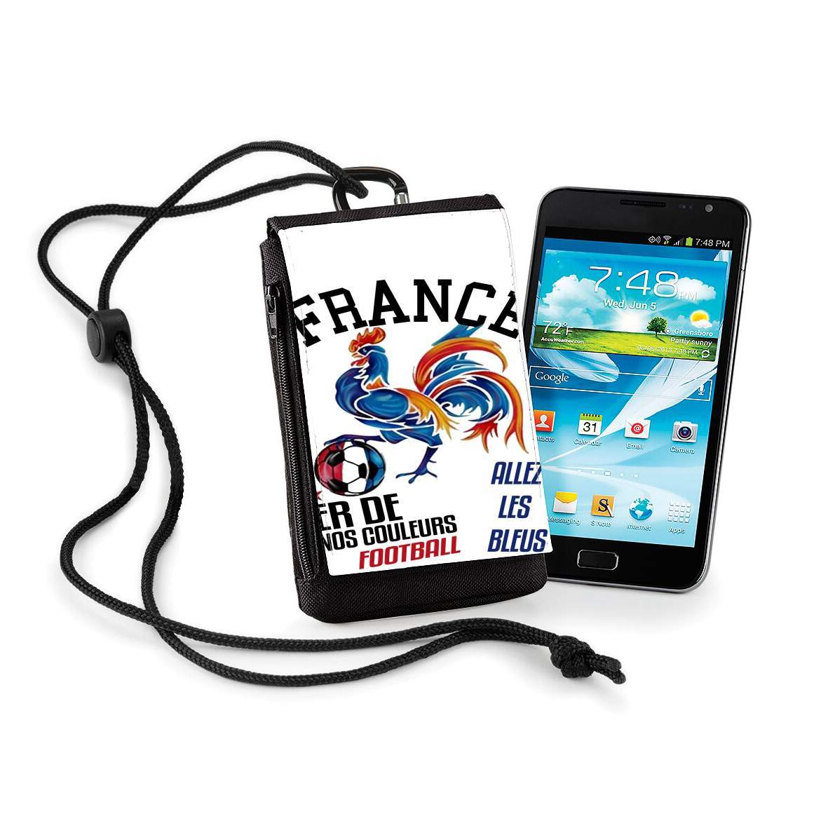 Pochette de téléphone - Taille normal pour France Football Coq Sportif Fier de nos couleurs Allez les bleus