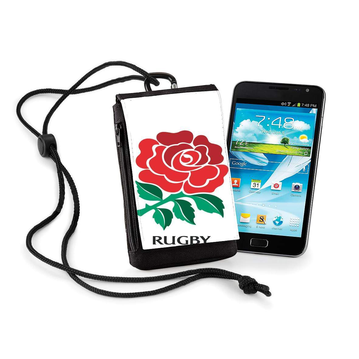 Pochette de téléphone - Taille normal pour Rose Flower Rugby England