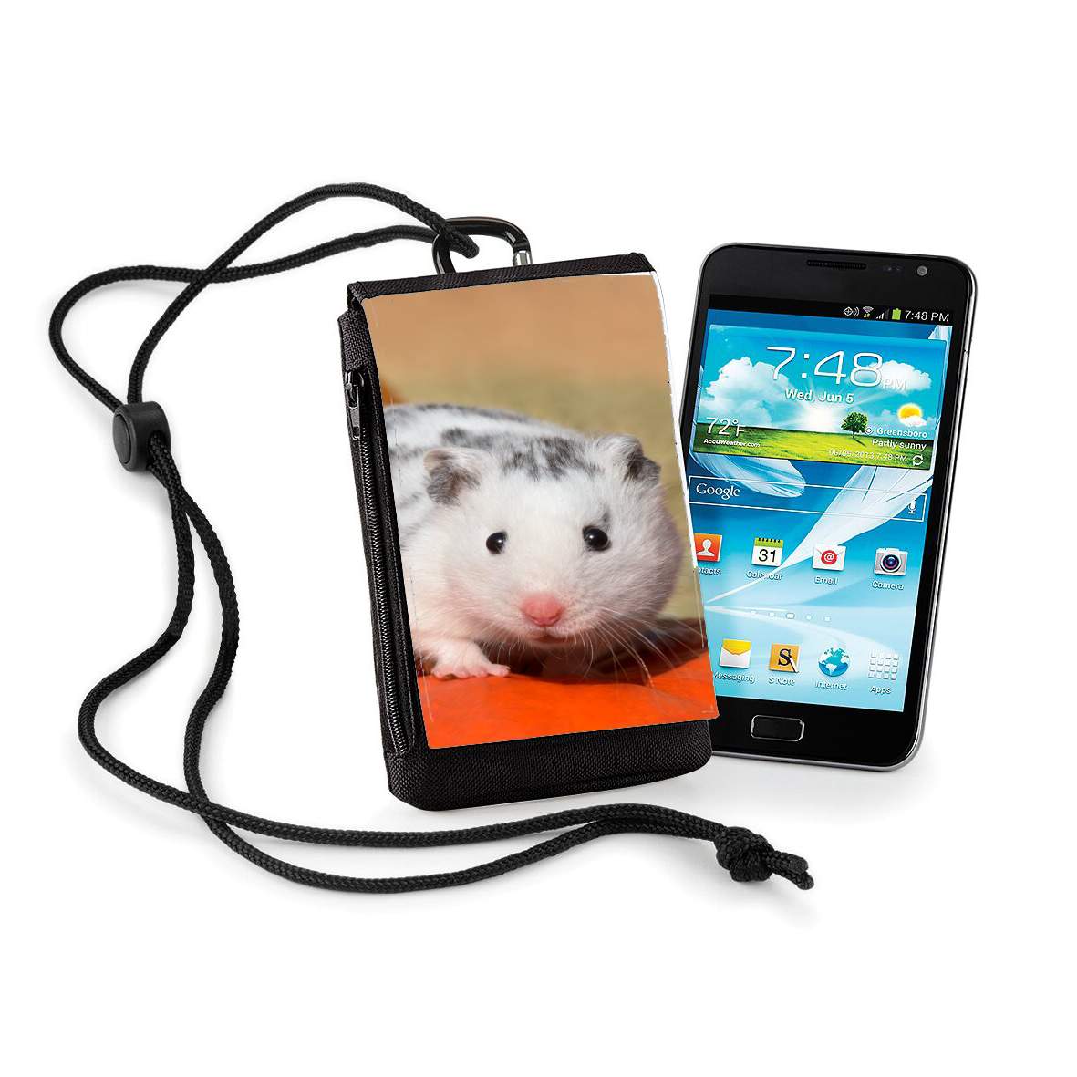 Pochette de téléphone - Taille normal pour Hamster dalmatien blanc tacheté de noir