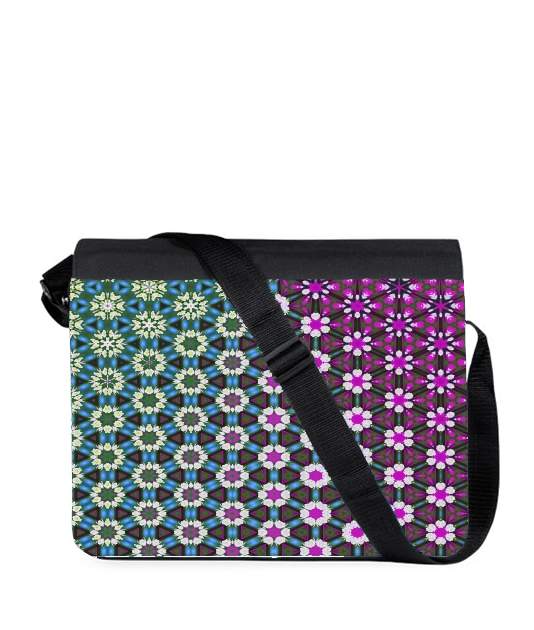 Sac bandoulière - besace pour Abstract bright floral geometric pattern teal pink white