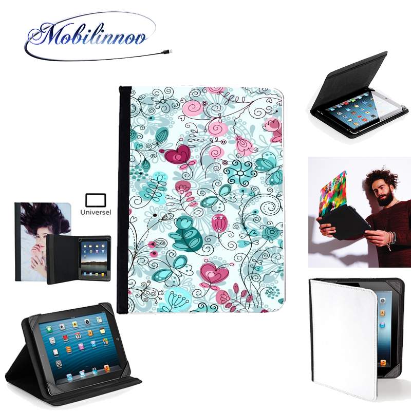 Étui Universel Tablette 7 pouces pour doodle flowers and butterflies