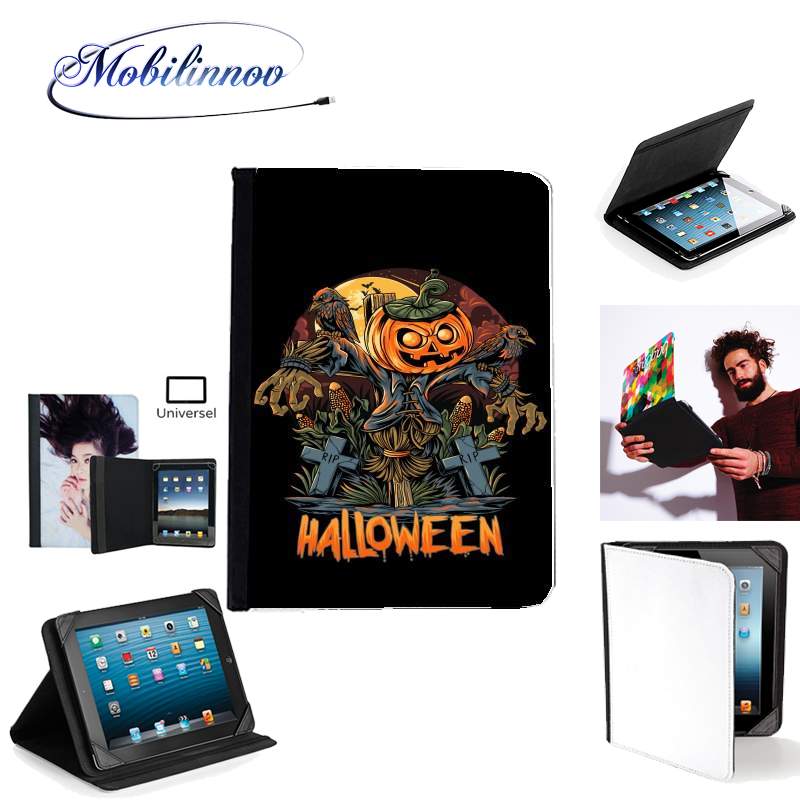 Étui Universel Tablette 7 pouces pour Halloween Pumpkin Crow Graveyard