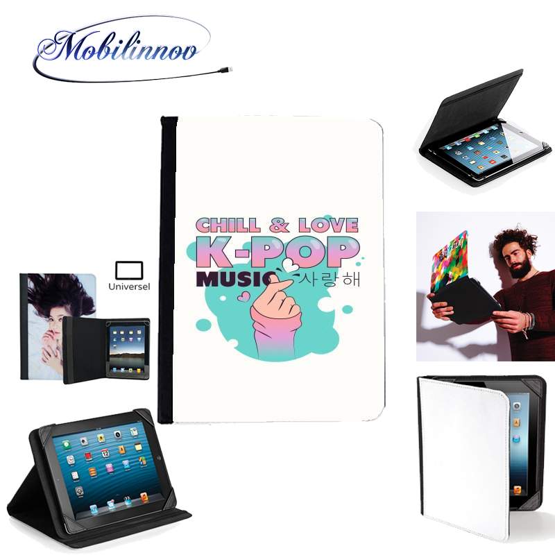 Étui Universel Tablette 7 pouces pour Hand Drawn Finger Heart Chill Love Music Kpop