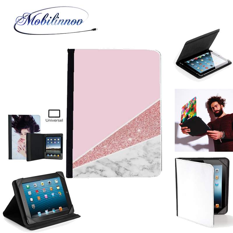 Étui Universel Tablette 7 pouces pour Initiale Marble and Glitter Pink