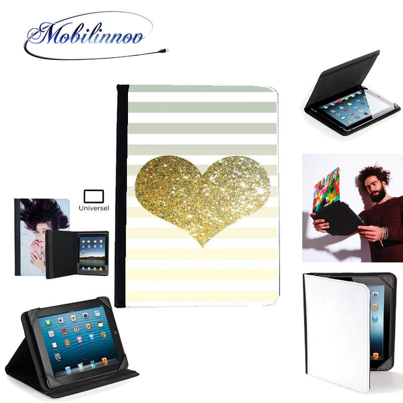 Étui Universel Tablette 7 pouces pour Sunny Gold Glitter Heart