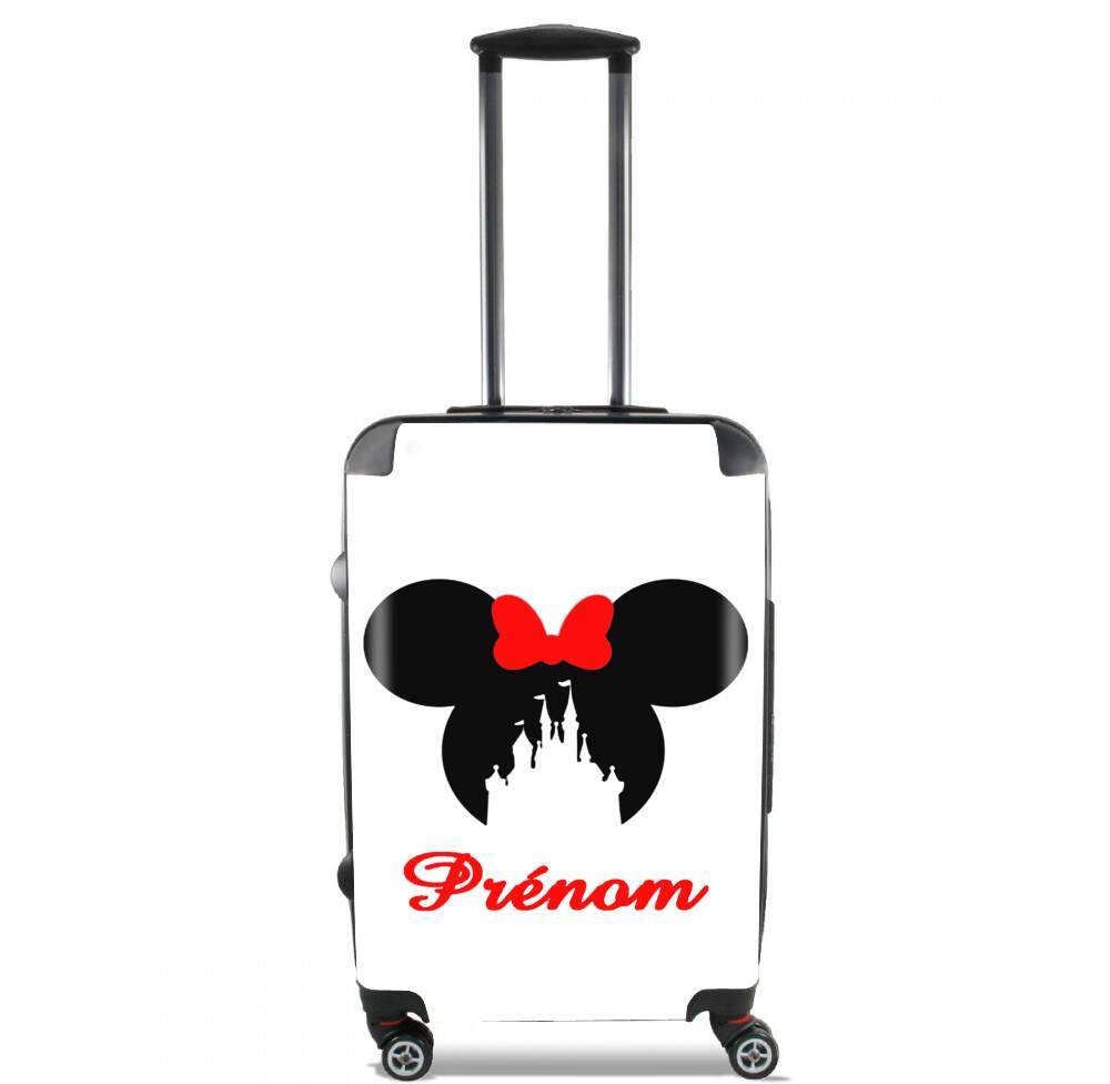Valise bagage Cabine pour Silhouette Minnie Château avec prénom personnalisable