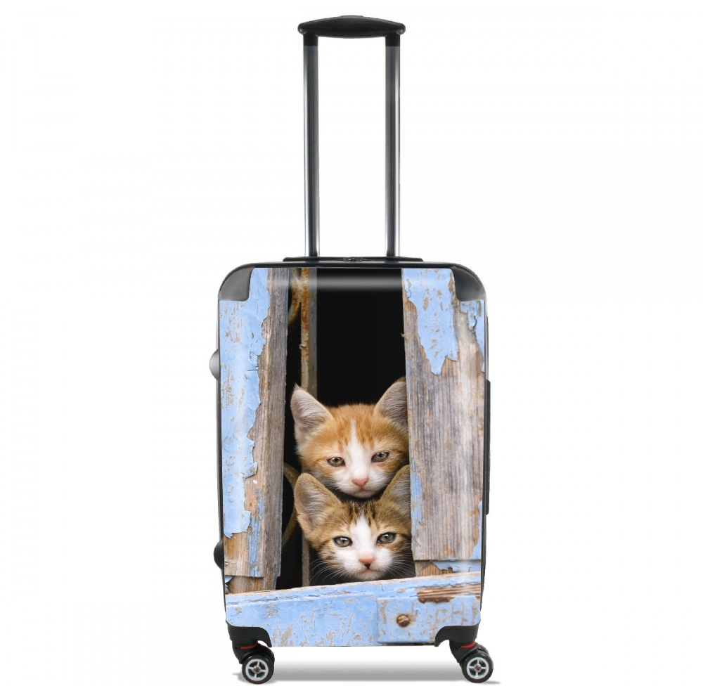 Valise bagage Cabine pour Petits chatons mignons à la fenêtre ancienne