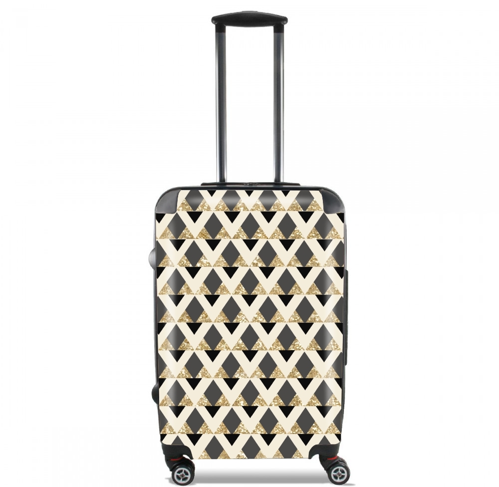 Valise bagage Cabine pour Glitter Triangles in Gold Black And Nude