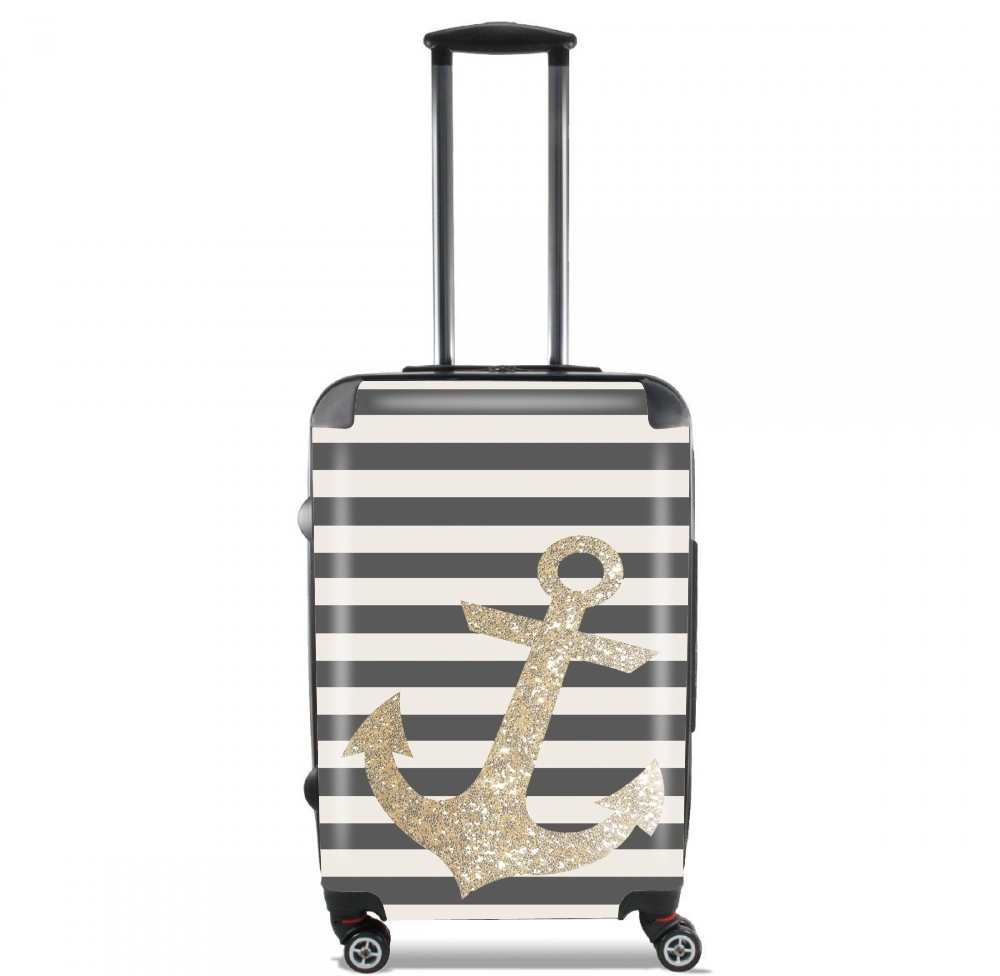 Valise bagage Cabine pour gold glitter anchor in black
