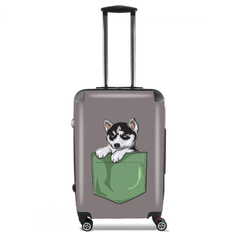 Valise bagage Cabine pour Husky Dog in the pocket